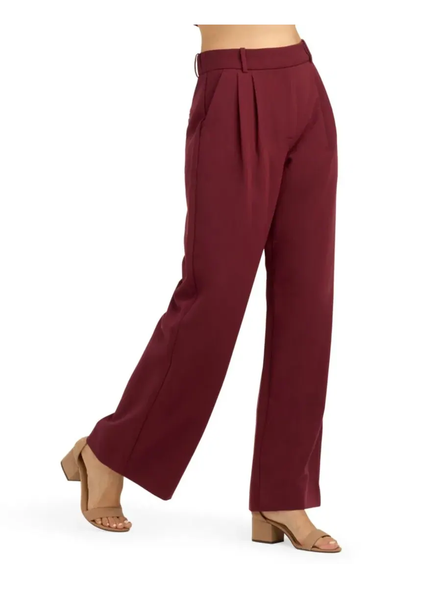 Брюки широкие с защипами, модель Soft Stretch Wide-Leg BCX — изображение 2 из 4, фиолетовый
