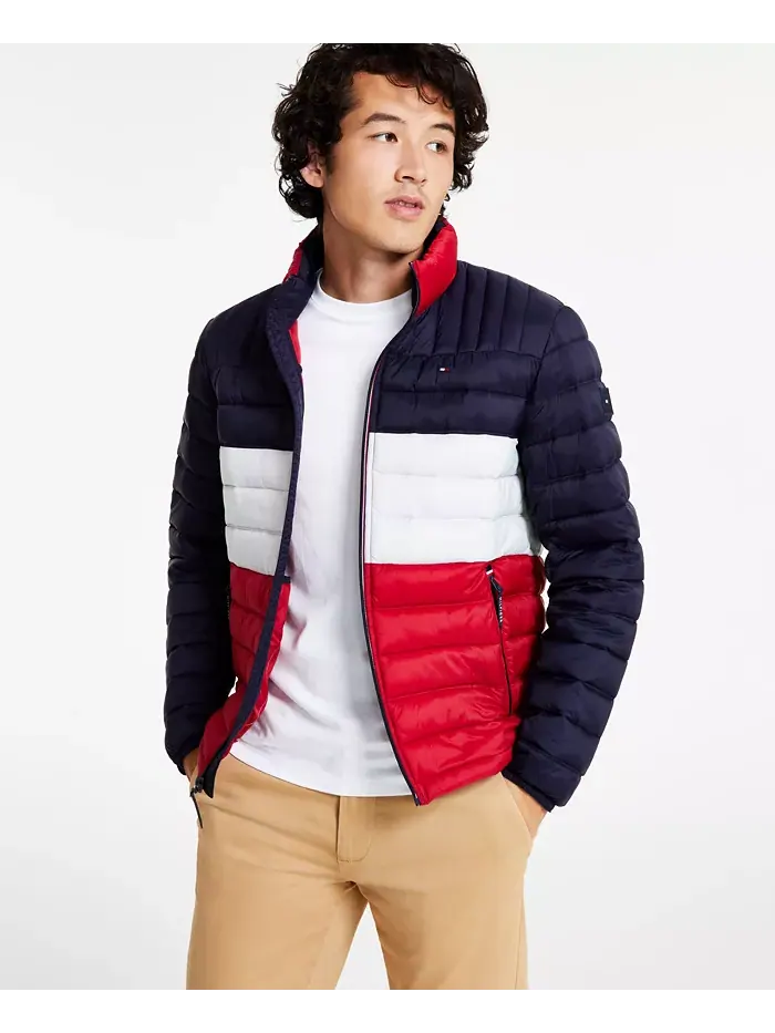 Мужская складная стеганая пуховая куртка Tommy Hilfiger — изображение 1 из 6, синий