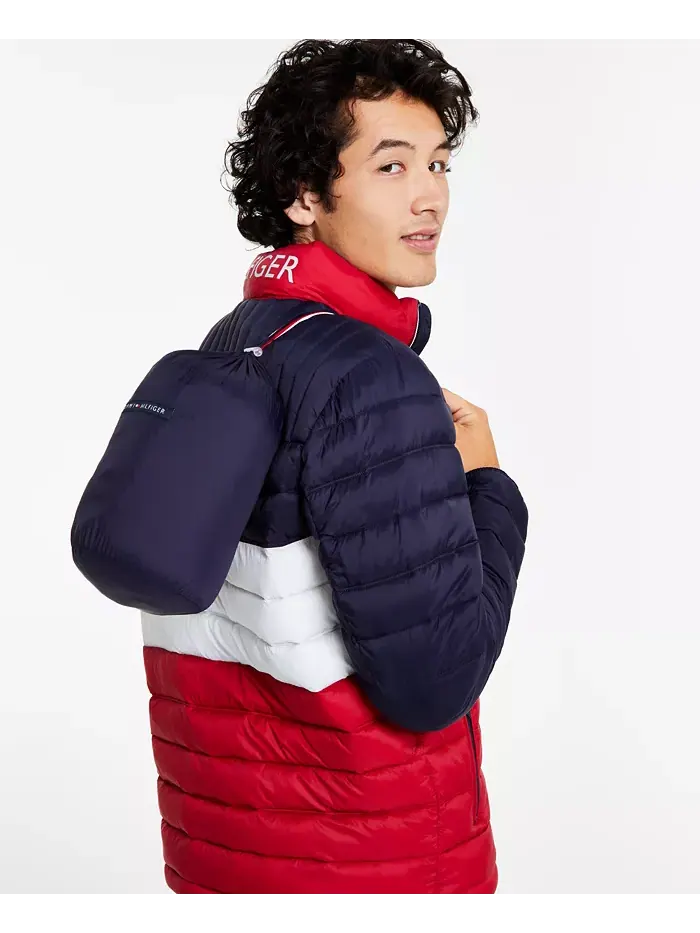 Мужская складная стеганая пуховая куртка Tommy Hilfiger — изображение 3 из 6, синий