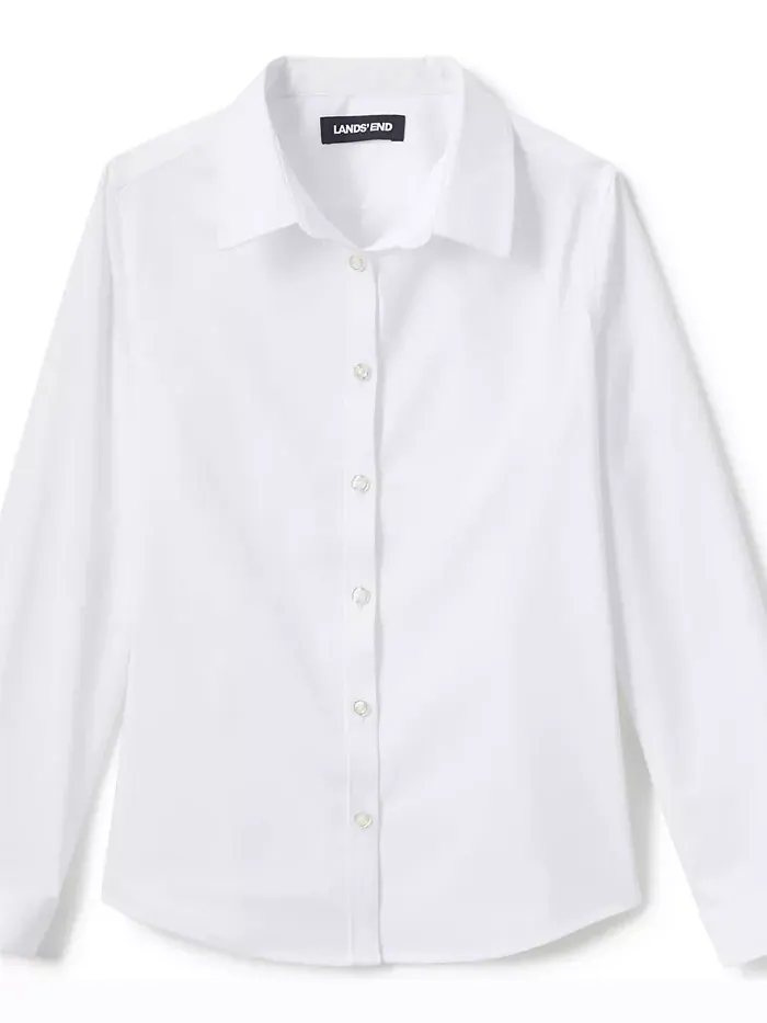 Блузка с длинным рукавом Big Girls No Gape Stretch Lands' End — 1