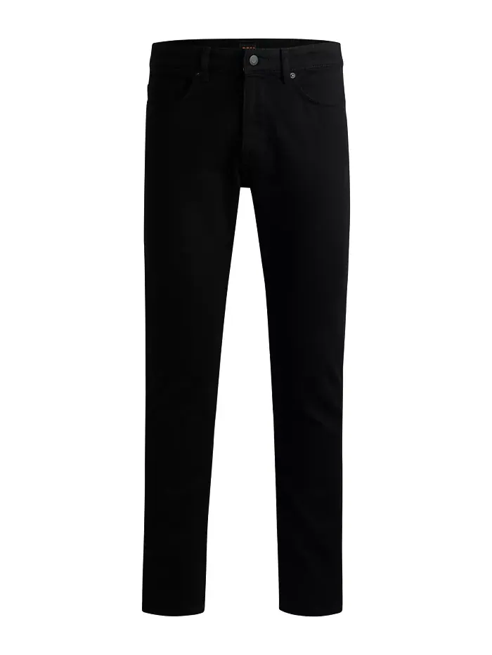 Мужские джинсы Comfort-Stretch Slim-Fit Hugo Boss — изображение 2 из 4, черный