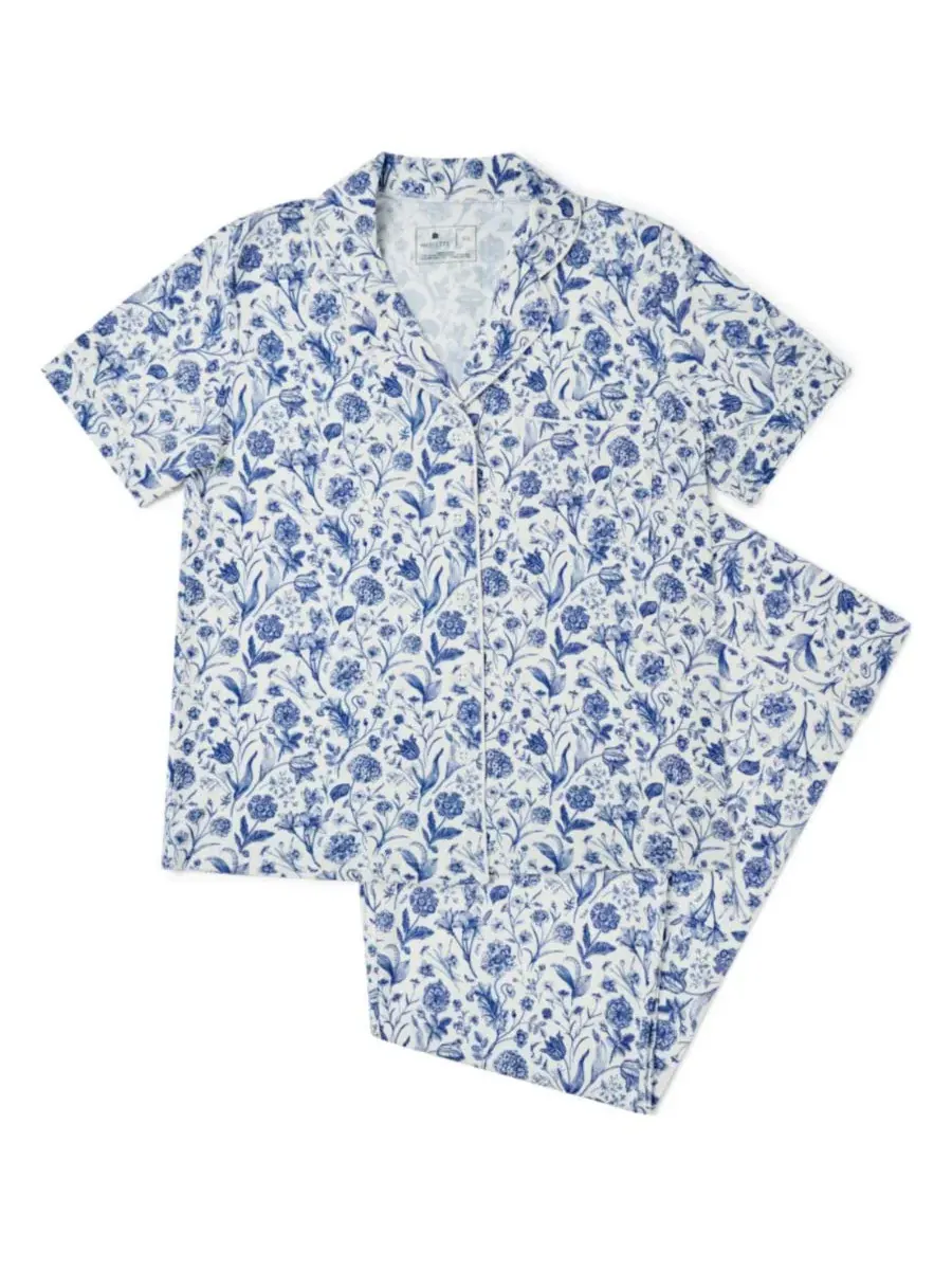 Женская пижама с принтом Porcelain Vine Motette — изображение 5 из 5, синий белый