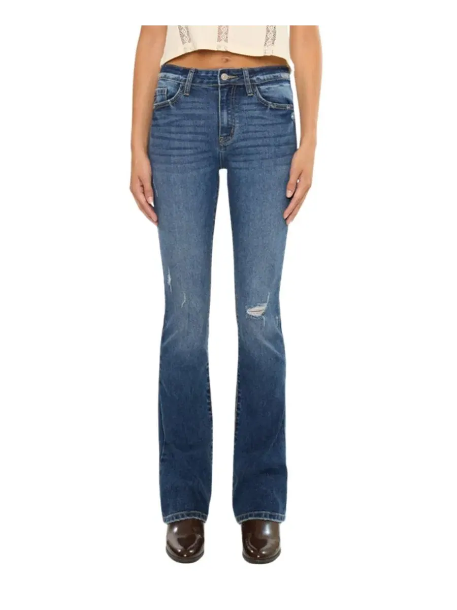 Джинсы скинни-клеш с высокой посадкой Brooklyn High Rise Skinny Bootcut KanCan Essential — черный