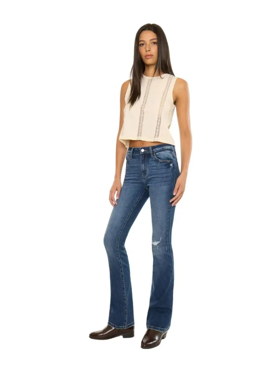 Джинсы скинни-клеш с высокой посадкой Brooklyn High Rise Skinny Bootcut KanCan Essential — изображение 3 из 6, черный