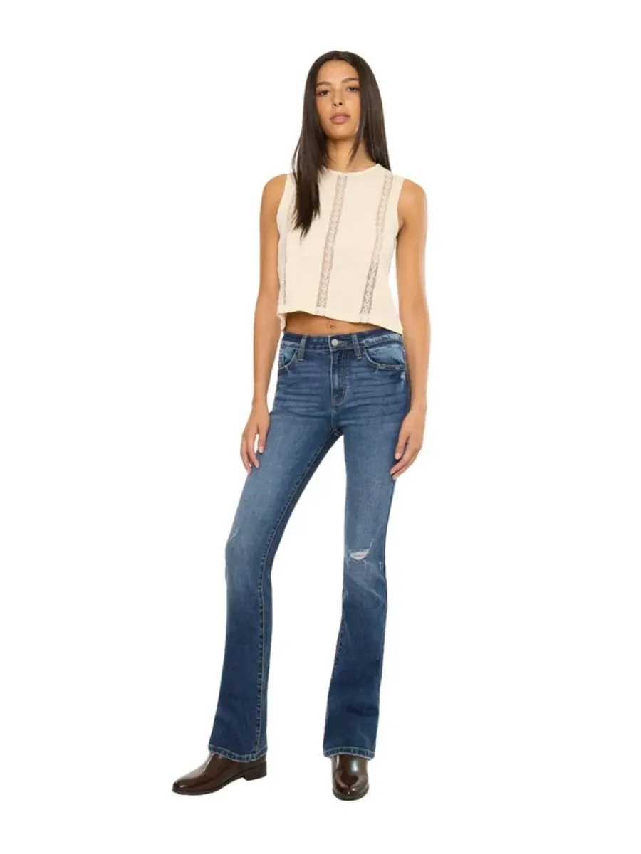 Джинсы скинни-клеш с высокой посадкой Brooklyn High Rise Skinny Bootcut KanCan Essential — изображение 4 из 6, черный