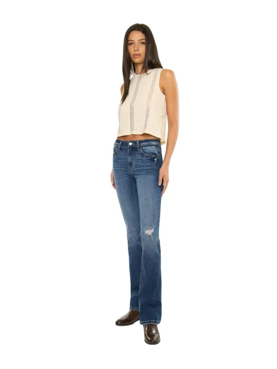 Джинсы скинни-клеш с высокой посадкой Brooklyn High Rise Skinny Bootcut KanCan Essential — изображение 5 из 6, черный