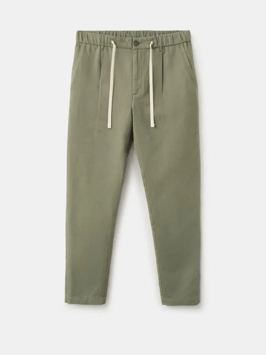 Брюки-слим скинни укороченные из льна и хлопка Slim-Fit Cropped Cotton-Linen Pants MANGO