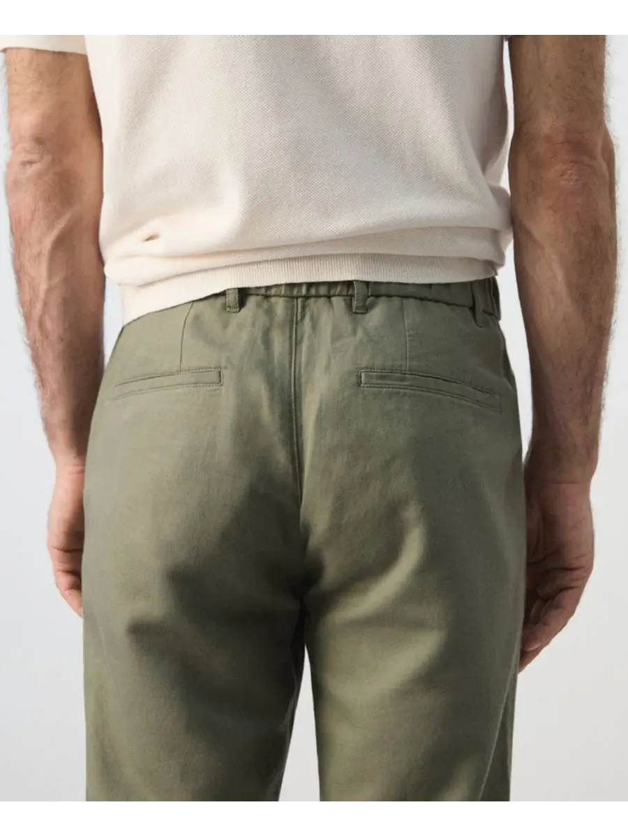 Брюки-слим скинни укороченные из льна и хлопка Slim-Fit Cropped Cotton-Linen Pants MANGO — изображение 6 из 7, зеленый