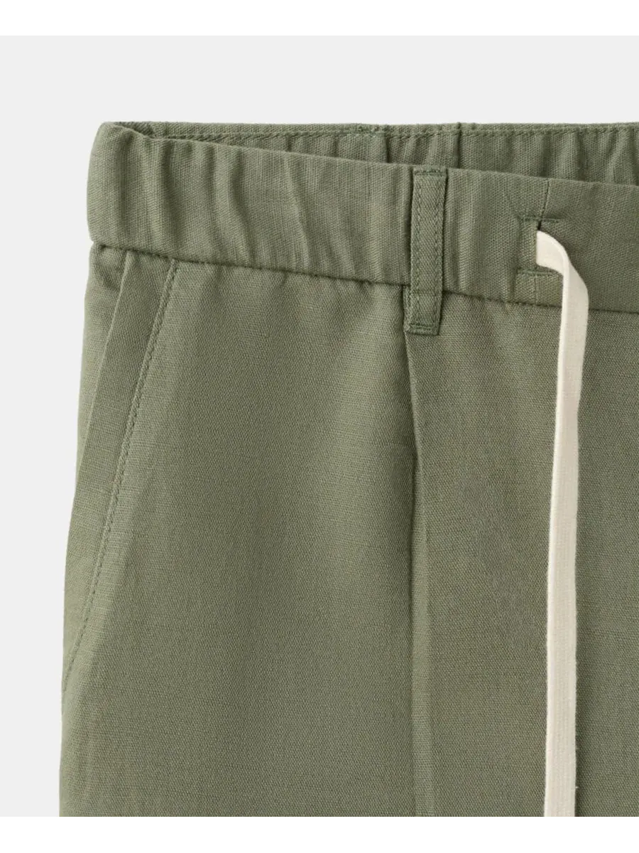 Брюки-слим скинни укороченные из льна и хлопка Slim-Fit Cropped Cotton-Linen Pants MANGO — изображение 7 из 7, зеленый