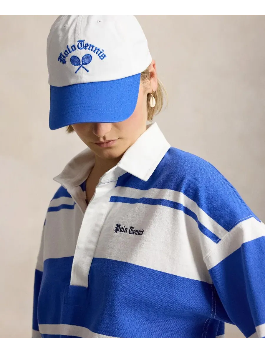 Рубашка из хлопка с воротником-поло US Open Polo Ralph Lauren — изображение 4 из 7, синий/белый