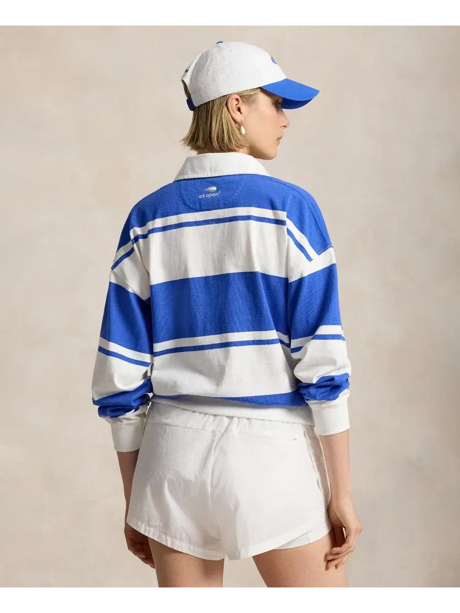 Рубашка из хлопка с воротником-поло US Open Polo Ralph Lauren — изображение 5 из 7, синий/белый
