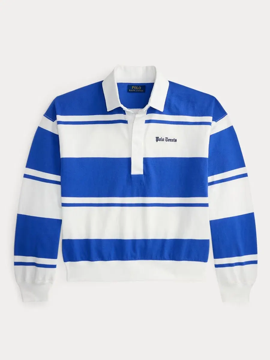 Рубашка из хлопка с воротником-поло US Open Polo Ralph Lauren — изображение 6 из 7, синий/белый