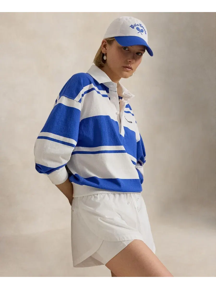Рубашка из хлопка с воротником-поло US Open Polo Ralph Lauren — изображение 7 из 7, синий/белый