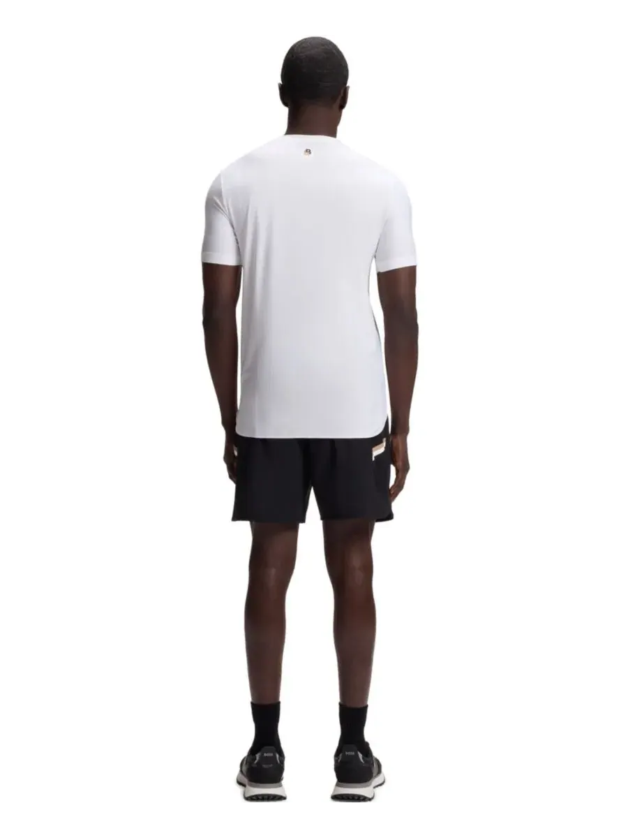Футболка с логотипом и жаккардовой полосой Slim Fit Hugo Boss — изображение 3 из 5, белый
