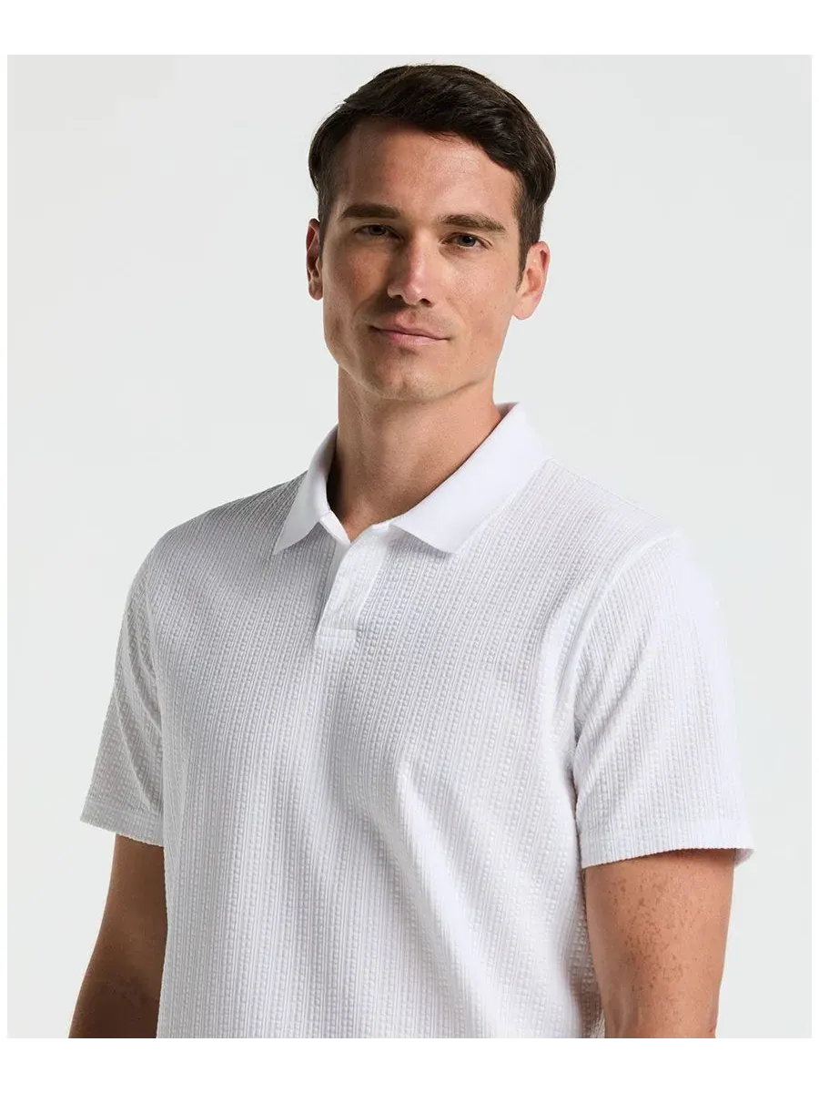 Мужское поло из сирсакера с коротким рукавом Perry Ellis — изображение 3 из 4, белый