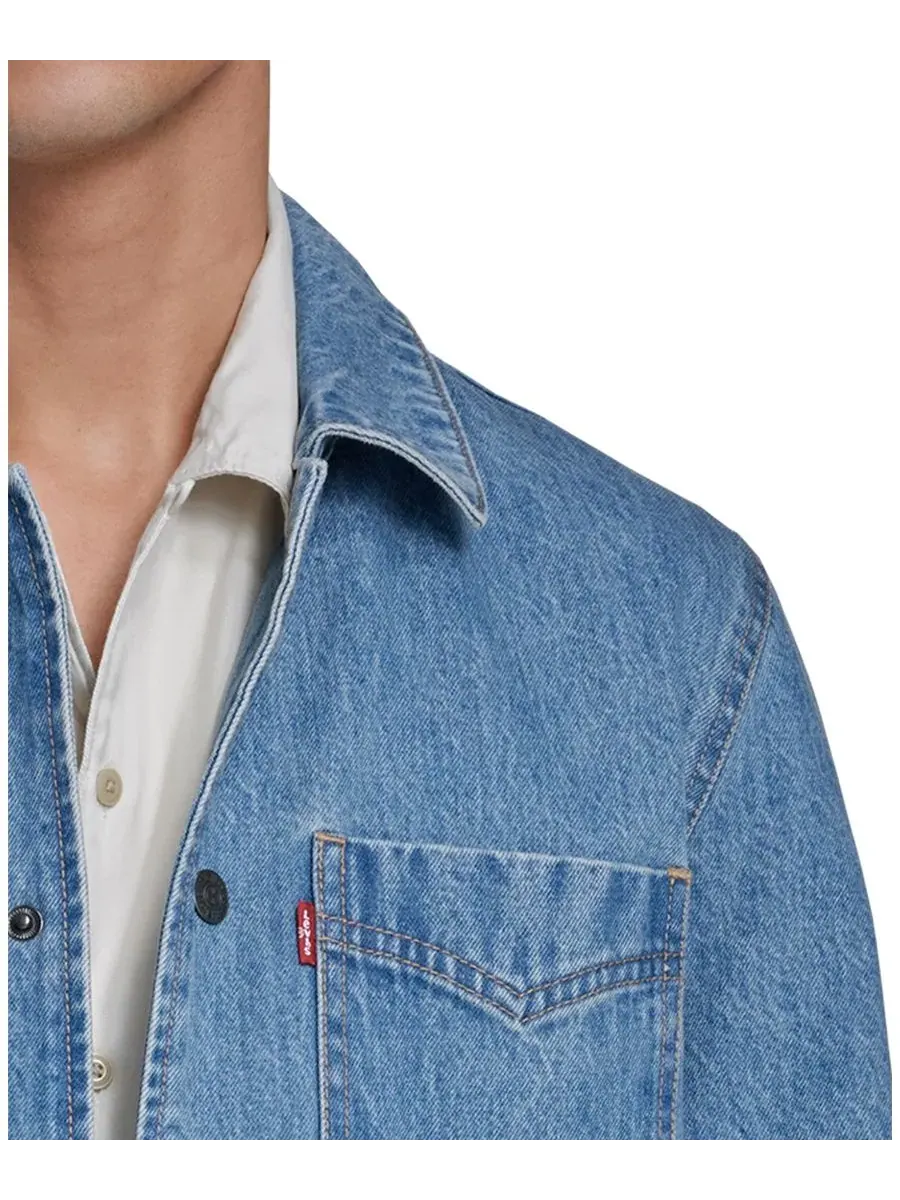 Мужская джинсовая куртка с тремя карманами и молнией Levi's — изображение 3 из 3, светлый джинсовый синий