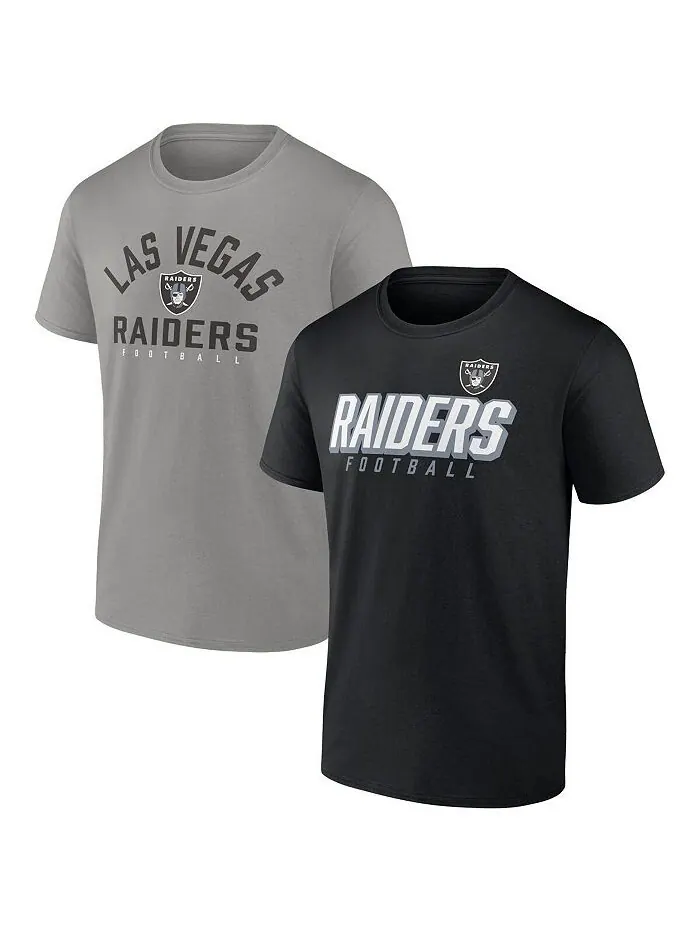 Мужской комплект футболок черного и серебристого цвета с логотипом Las Vegas Raiders Player Pack