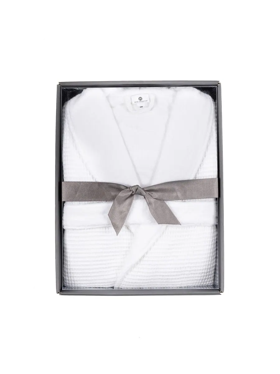 Хлопковый банный халат с вафельной текстурой, Hotel Collection