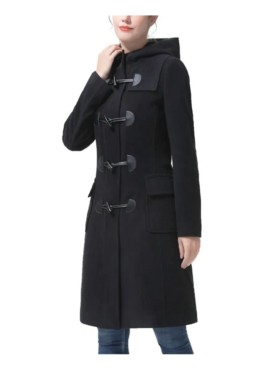 Пальто-дафлкот с капюшоном из шерстяного бленда, Avani kimi + kai — изображение 2 из 3, черный