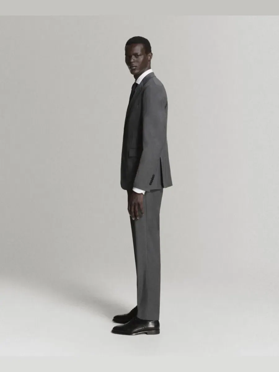 Брюки классические Milan Slim Fit MANGO — изображение 5 из 8, серый