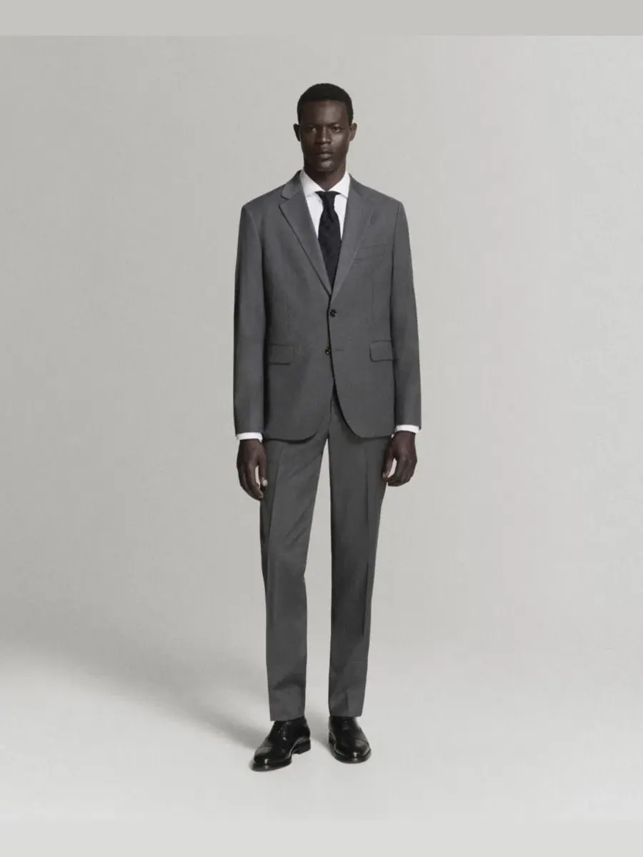 Брюки классические Milan Slim Fit MANGO — изображение 8 из 8, серый