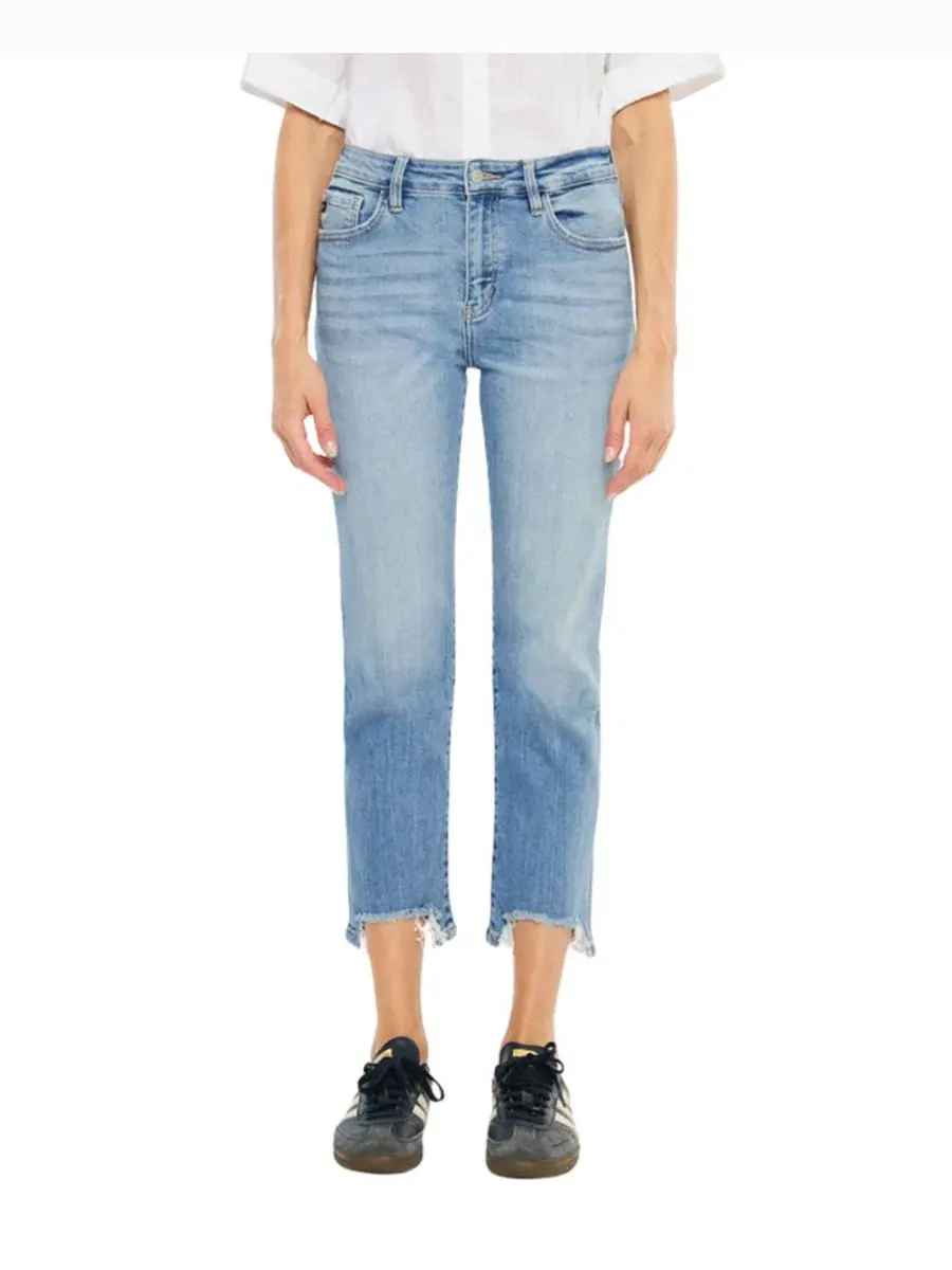 Джинсы скинни-кроп с высокой посадкой Angela High Rise Slim Crop Straight KanCan Essential