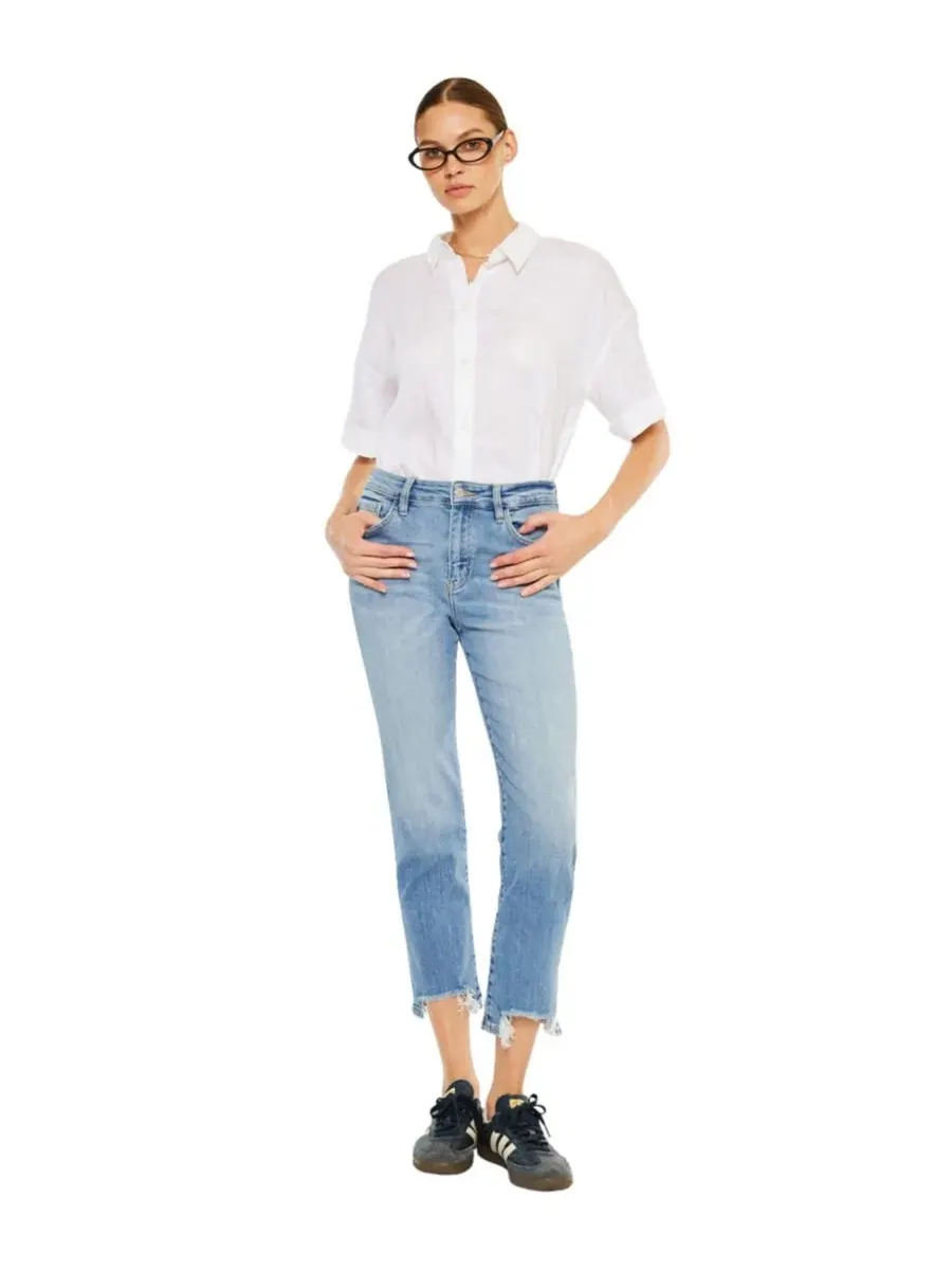 Джинсы скинни-кроп с высокой посадкой Angela High Rise Slim Crop Straight KanCan Essential — изображение 6 из 7