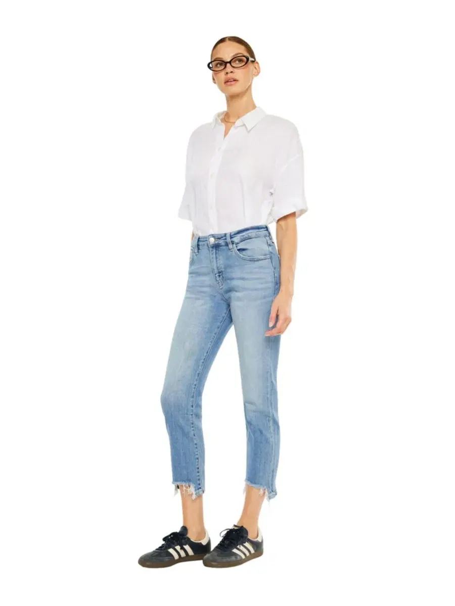 Джинсы скинни-кроп с высокой посадкой Angela High Rise Slim Crop Straight KanCan Essential — изображение 7 из 7
