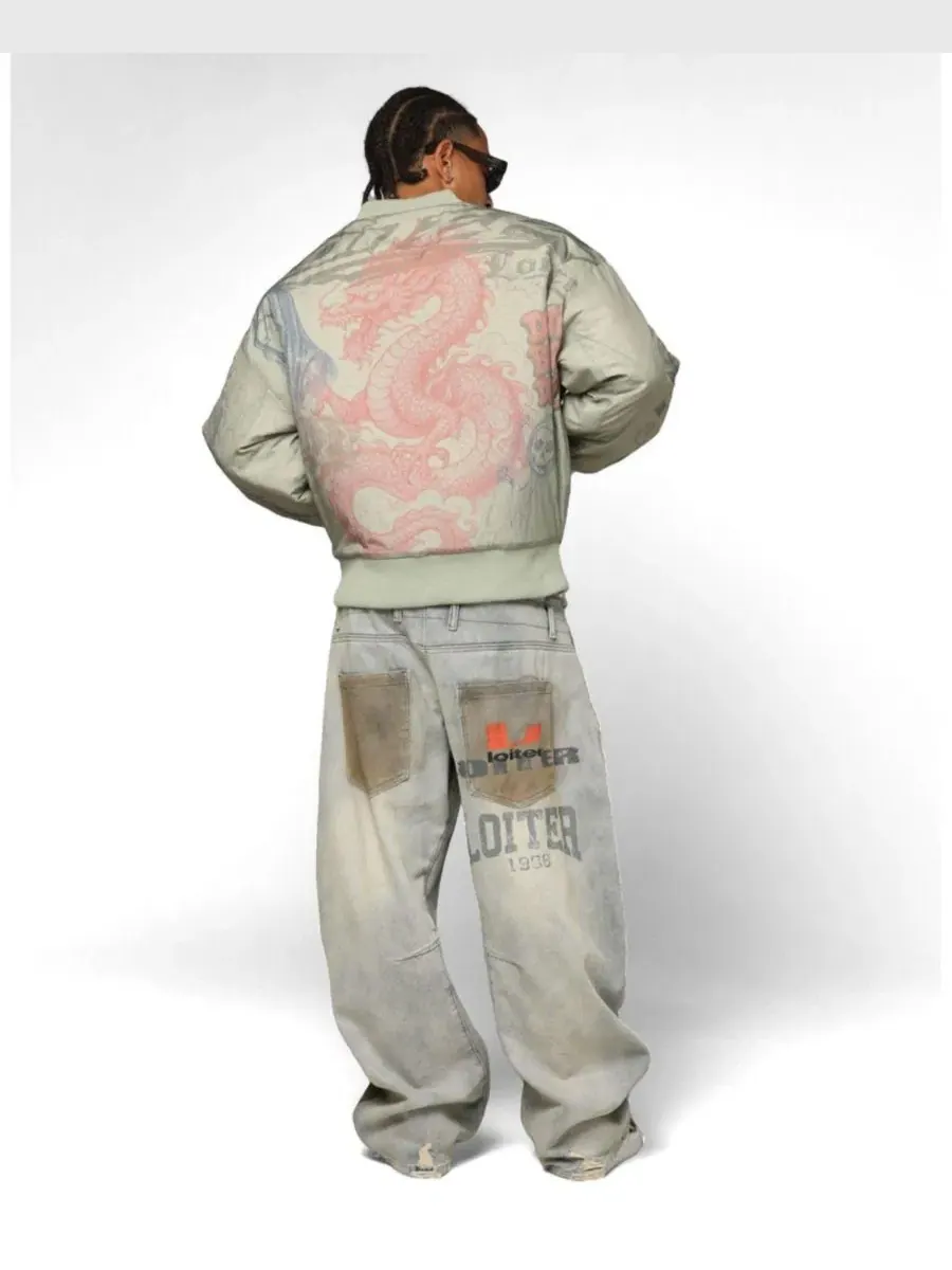 Бомбер с принтом Spray Bomber Jacket Loiter — изображение 3 из 6, бежевый/хаки