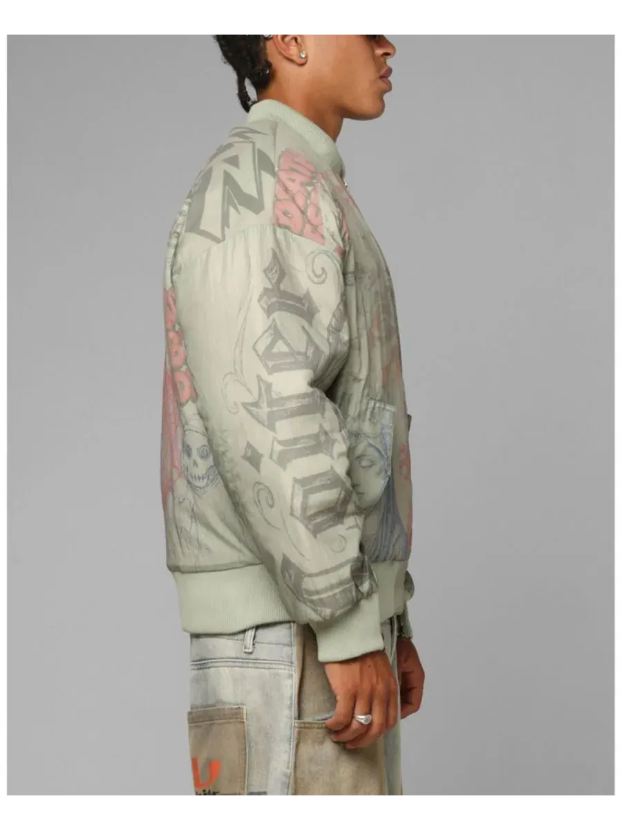 Бомбер с принтом Spray Bomber Jacket Loiter — изображение 4 из 6, бежевый/хаки