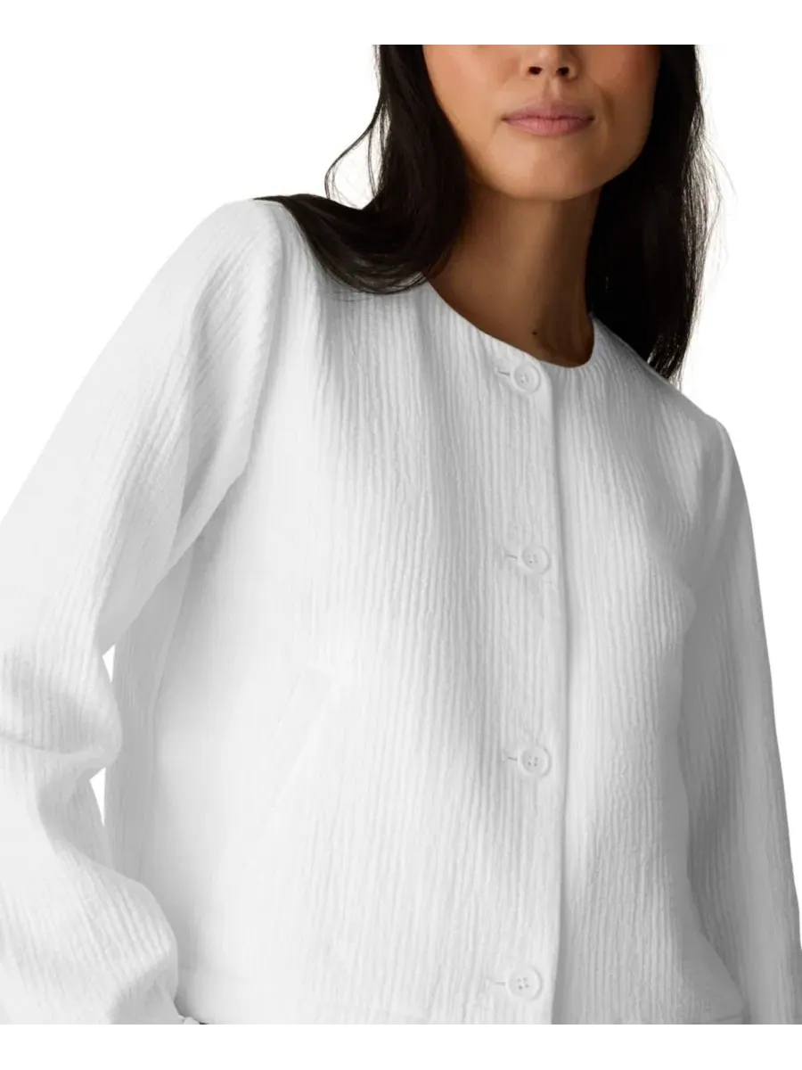 Женский жакет из жаккарда с фактурным рисунком Eileen Fisher — изображение 3 из 4, белый