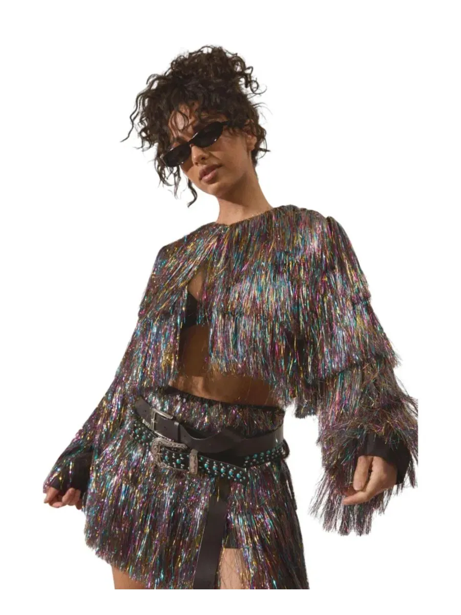 Жакет укороченный с бахромой и блестками Nasty Gal