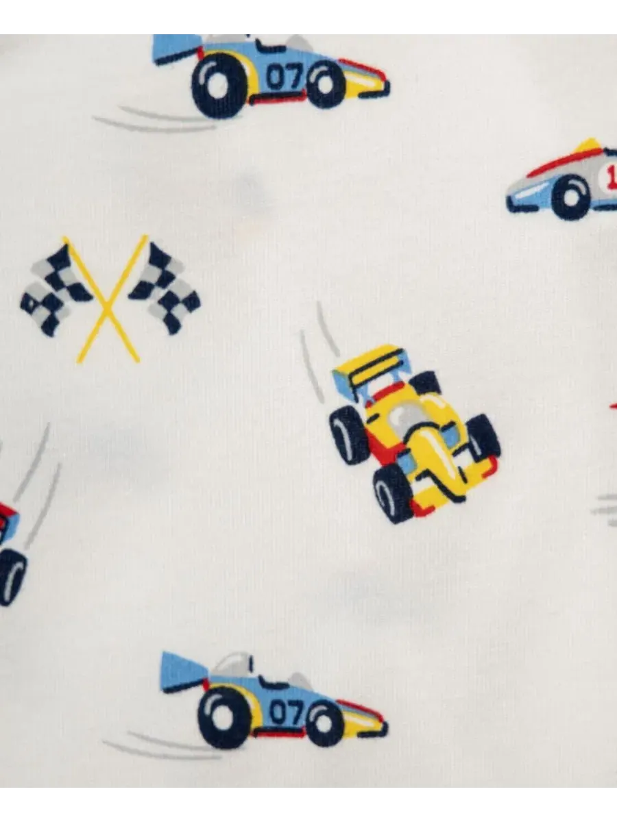 Комплект из 2 боди с длинным рукавом и штанов Grand Prix Cars Little Me — изображение 5 из 6, белый/синий
