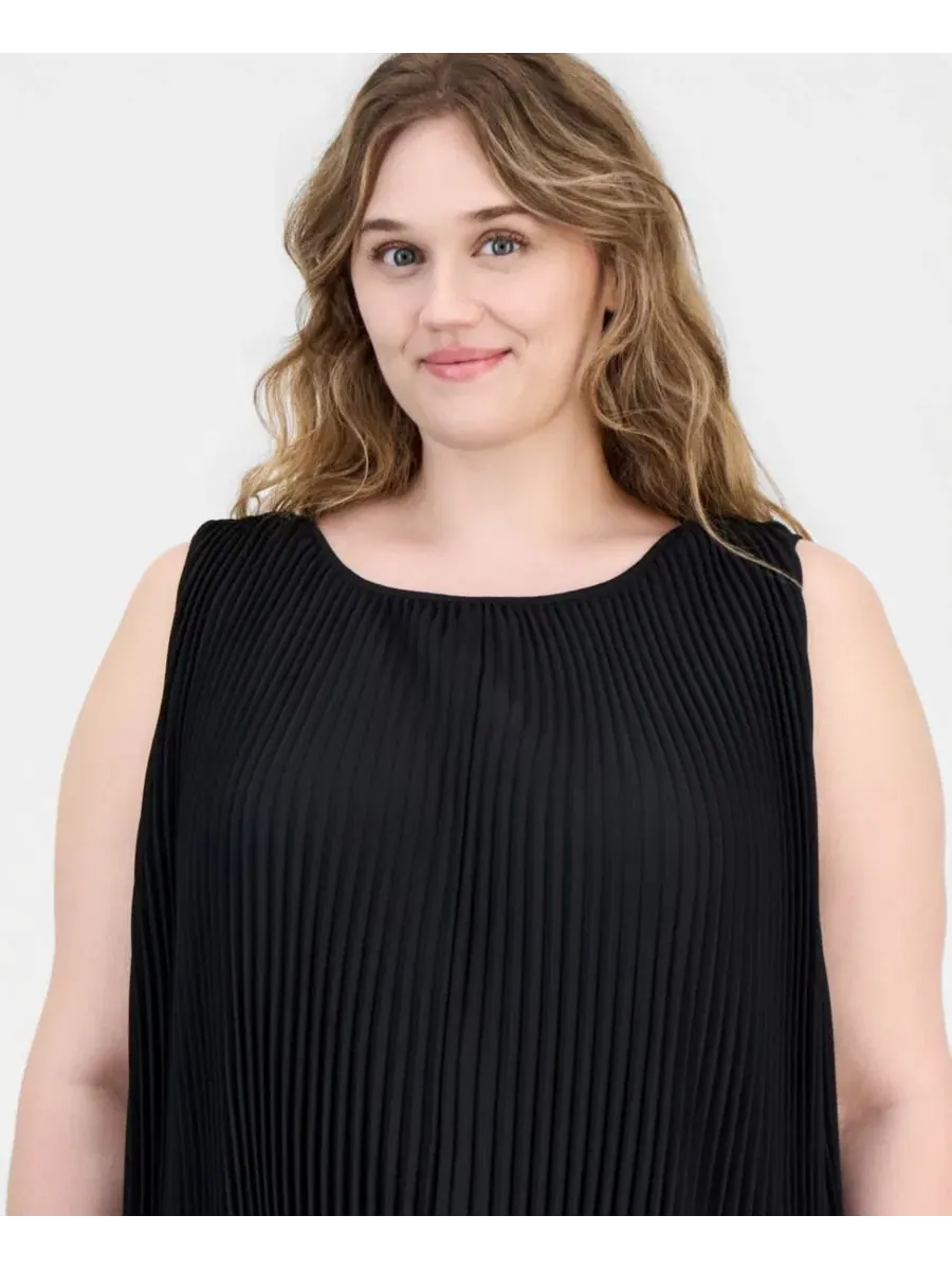 Блуза плиссе без рукавов Anne Klein — изображение 3 из 4, черный