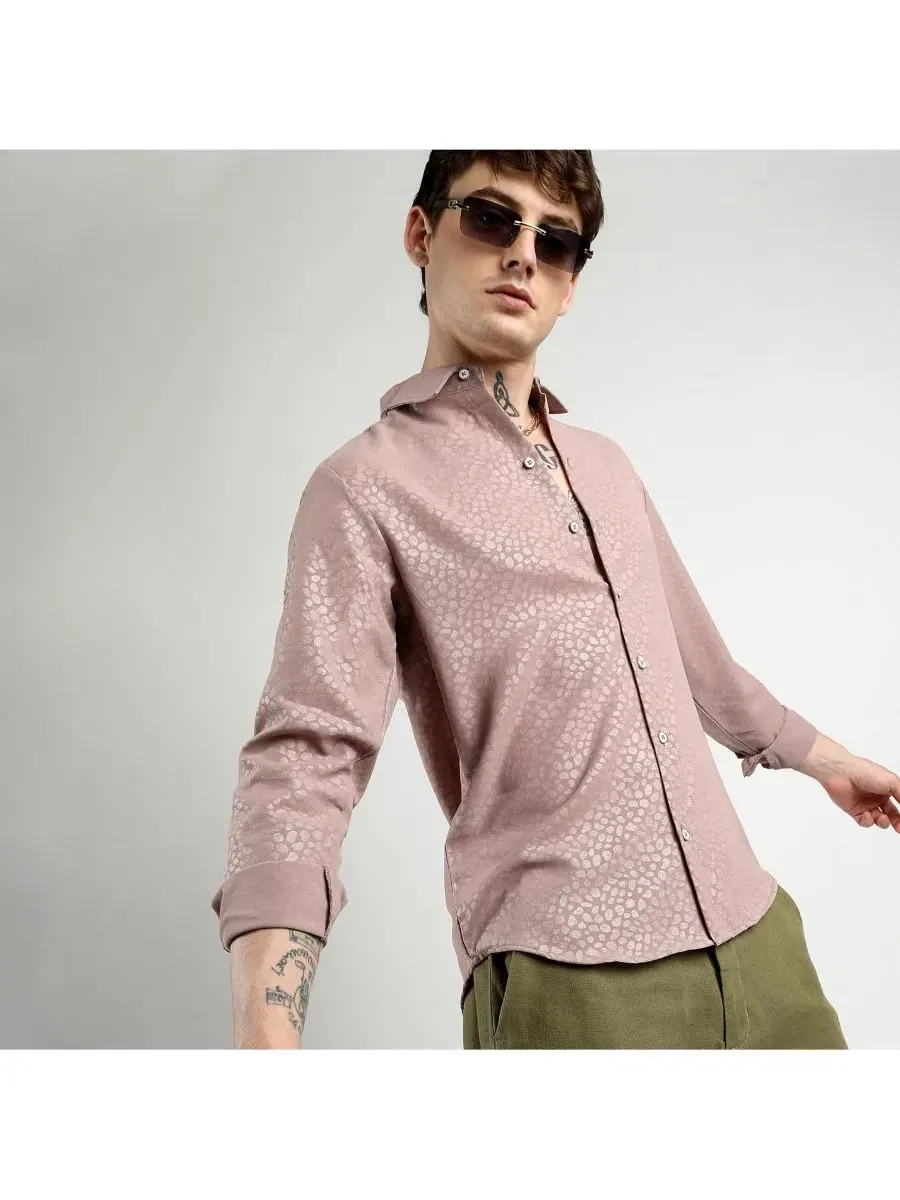 Рубашка-поло с воротником, из вискозы и полиэстера, Pavement Shirt Campus Sutra — изображение 2 из 7, розовый