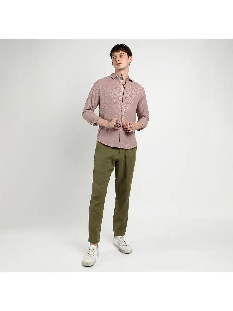 Рубашка-поло с воротником, из вискозы и полиэстера, Pavement Shirt Campus Sutra — изображение 5 из 7, розовый