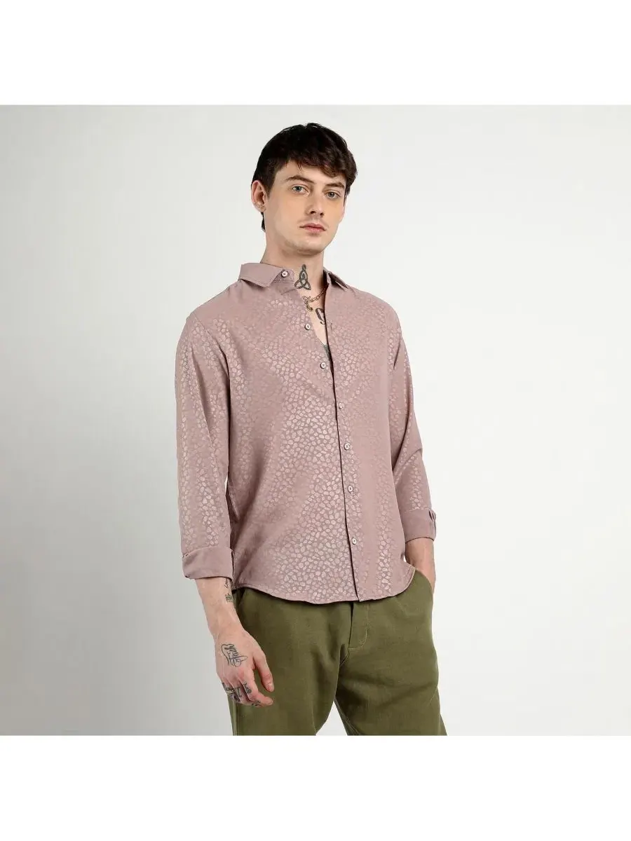 Рубашка-поло с воротником, из вискозы и полиэстера, Pavement Shirt Campus Sutra — изображение 7 из 7, розовый