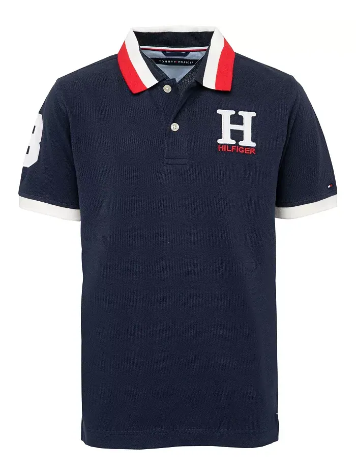 Поло с вышивкой и полосатым воротником Big Boys матовое Tommy Hilfiger — 2