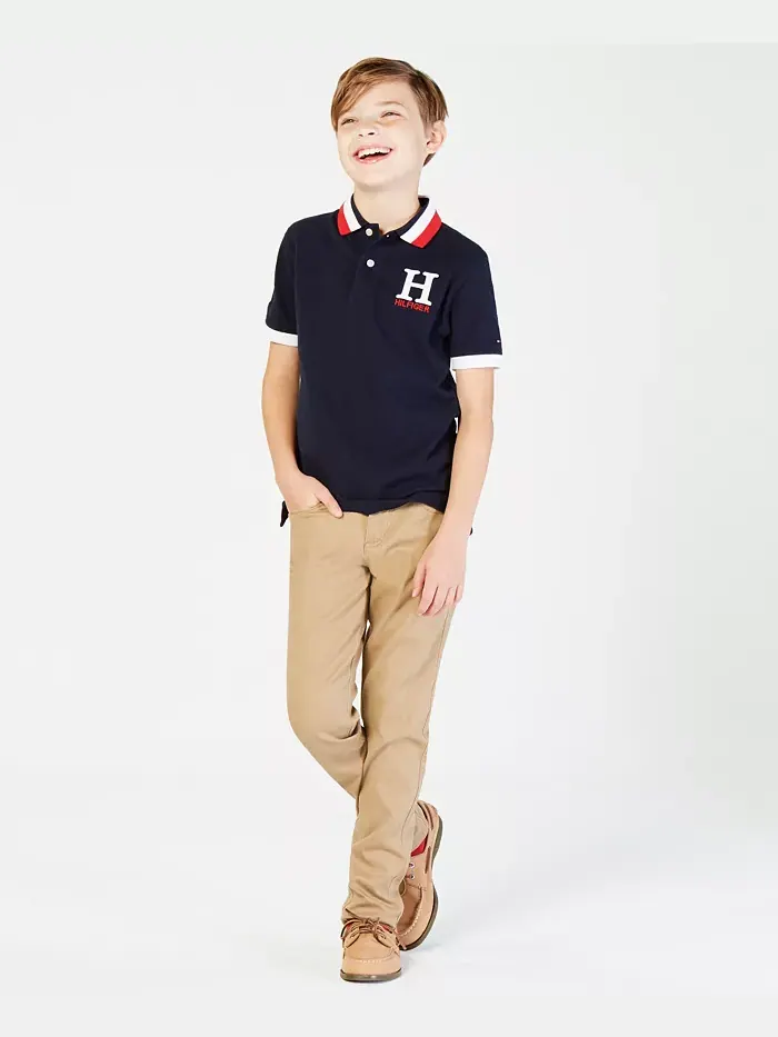 Поло с вышивкой и полосатым воротником Big Boys матовое Tommy Hilfiger — 4