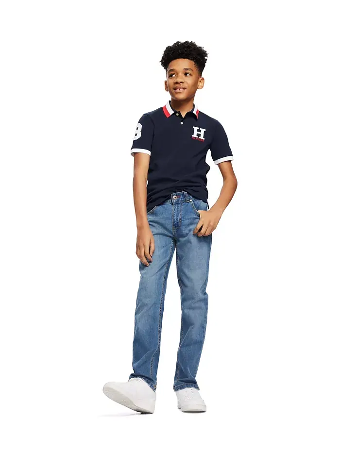 Поло с вышивкой и полосатым воротником Big Boys матовое Tommy Hilfiger — 5