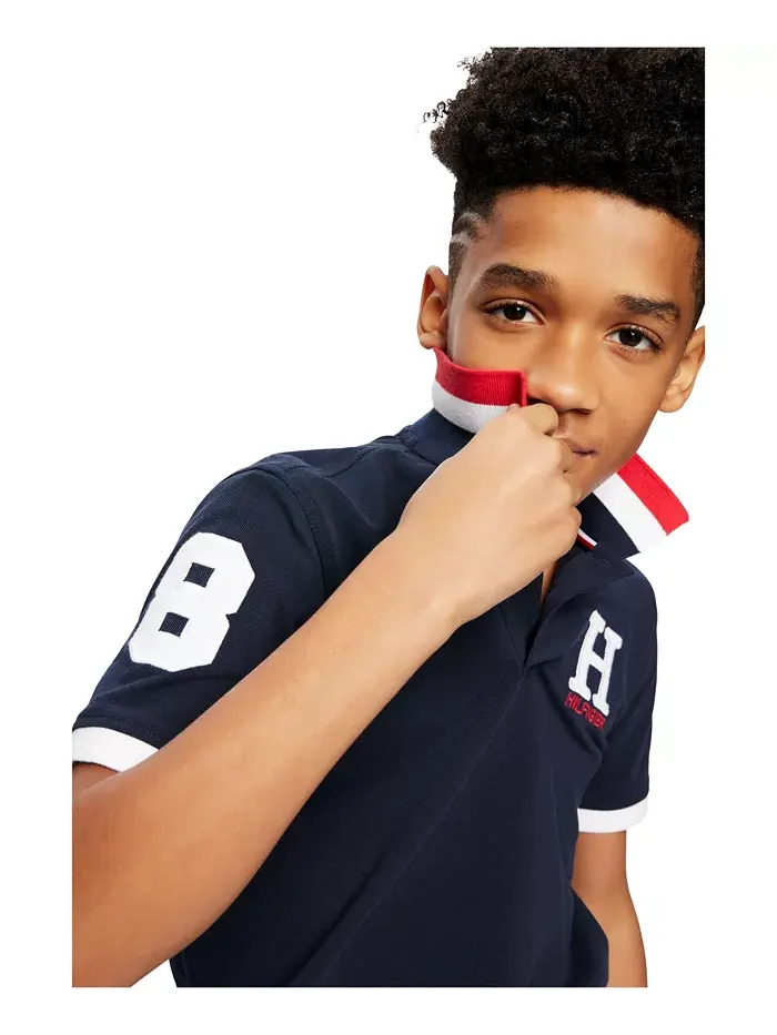 Поло с вышивкой и полосатым воротником Big Boys матовое Tommy Hilfiger — 6