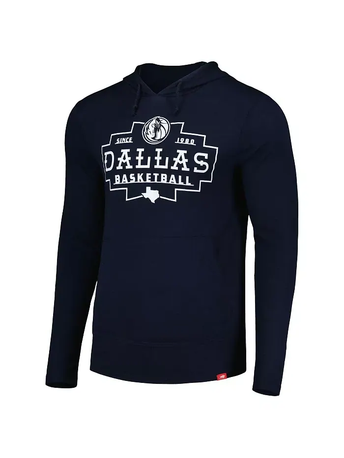 Мужская и женская худи с длинным рукавом Dallas Mavericks Rowan Tri-Blend в темно-синем цвете — изображение 2 из 3
