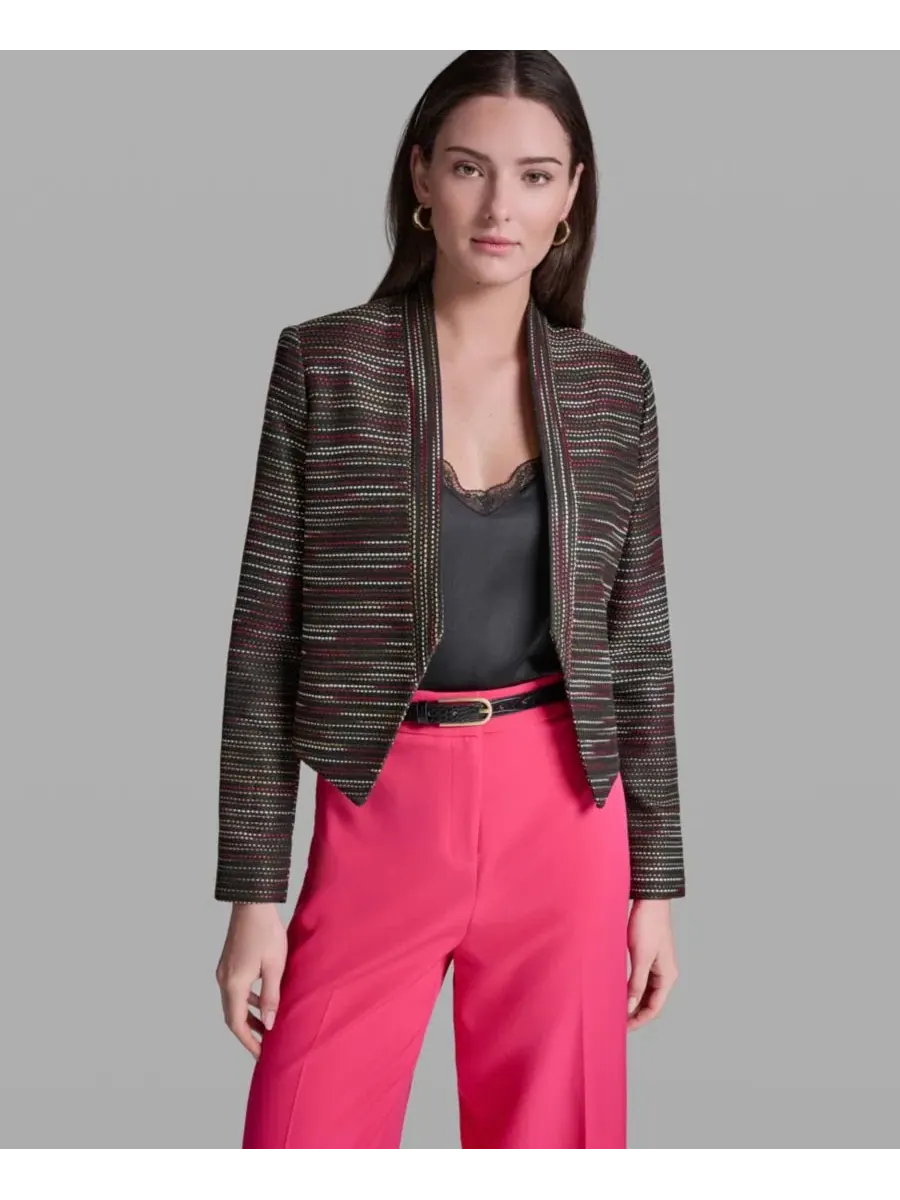Женский текстурированный жакет без застежки с воротником-стойкой BCBG