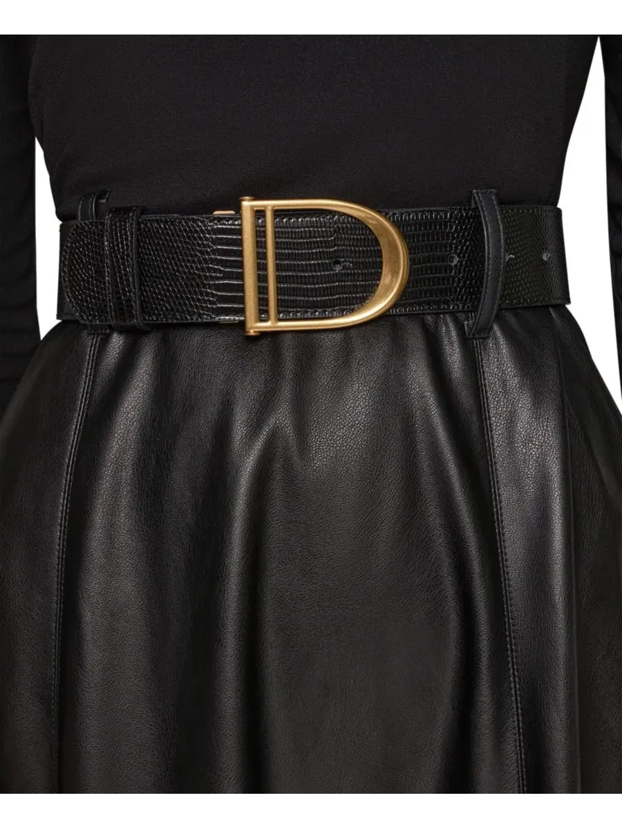Платье-трапеция с поясом Mixed Media Belted Fit & Flare Donna Karan New York — изображение 7 из 7, черный