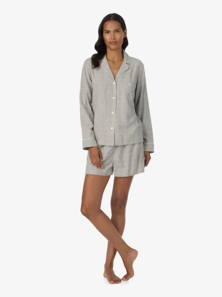 Пижамный комплект с отложным воротником и боксерами, модель Notch Collar Boxer Pajama Set Lauren