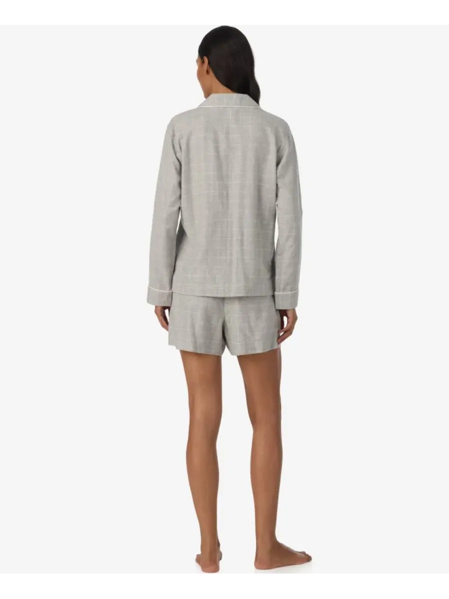 Пижамный комплект с отложным воротником и боксерами, модель Notch Collar Boxer Pajama Set Lauren — изображение 3 из 3, серый