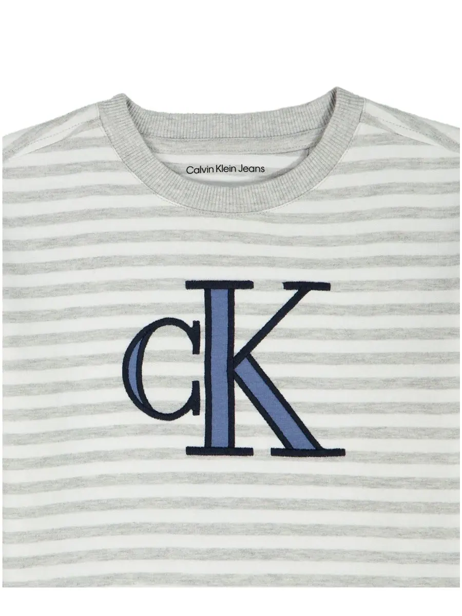 Комплект из футболки и шорт из французского футера Calvin Klein — изображение 7 из 10, серый
