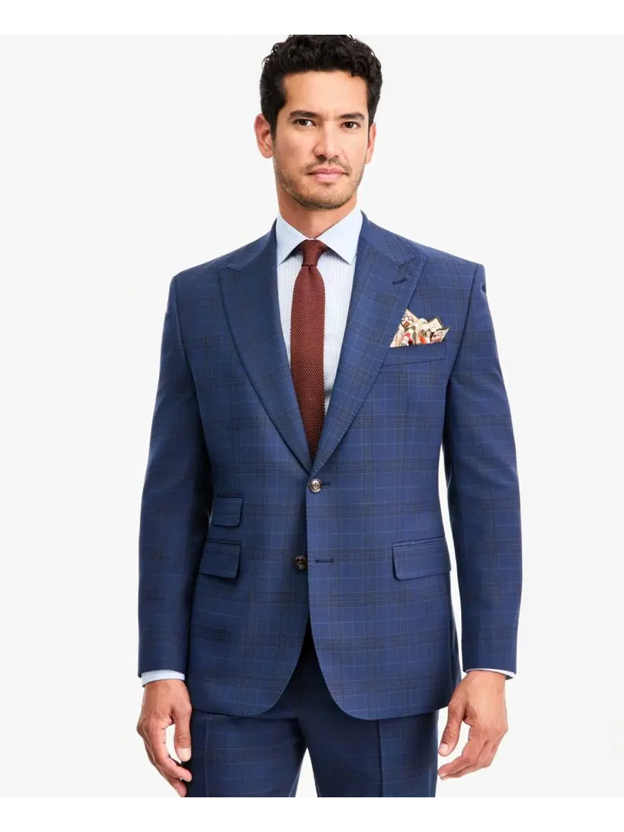 Костюм-двойка классического кроя с принтом в клетку Blue Red Tayion Collection