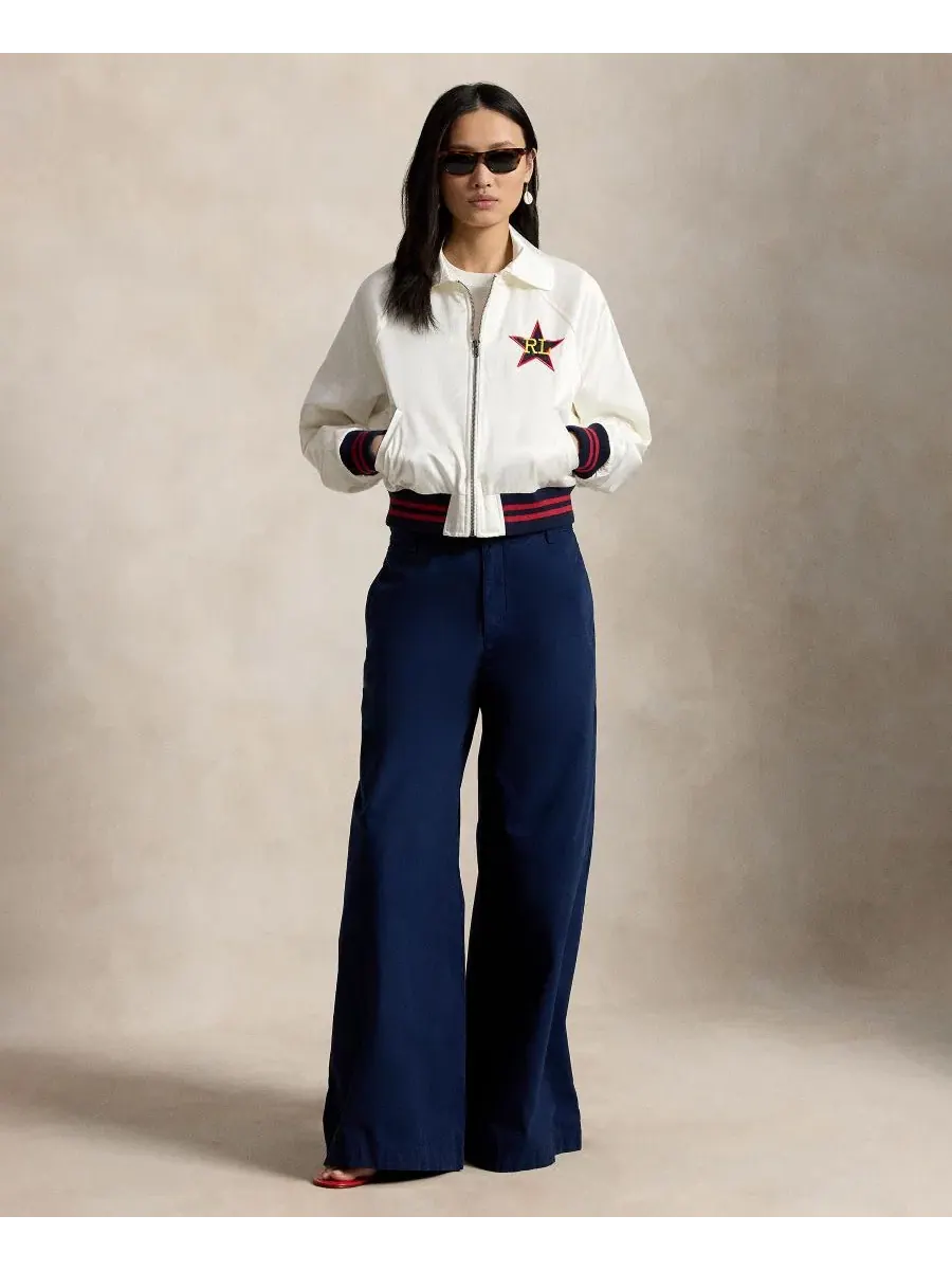 Женская куртка-бомбер с длинными рукавами и отложным воротником Polo Ralph Lauren — изображение 3 из 7, белый песочный