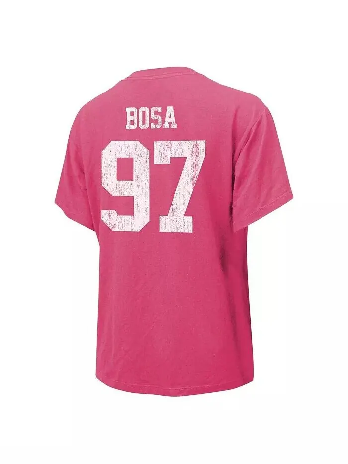 Розовая женская футболка с принтом Nick Bosa San Francisco 49ers с именем и номером Majestic — изображение 2 из 3, розовый